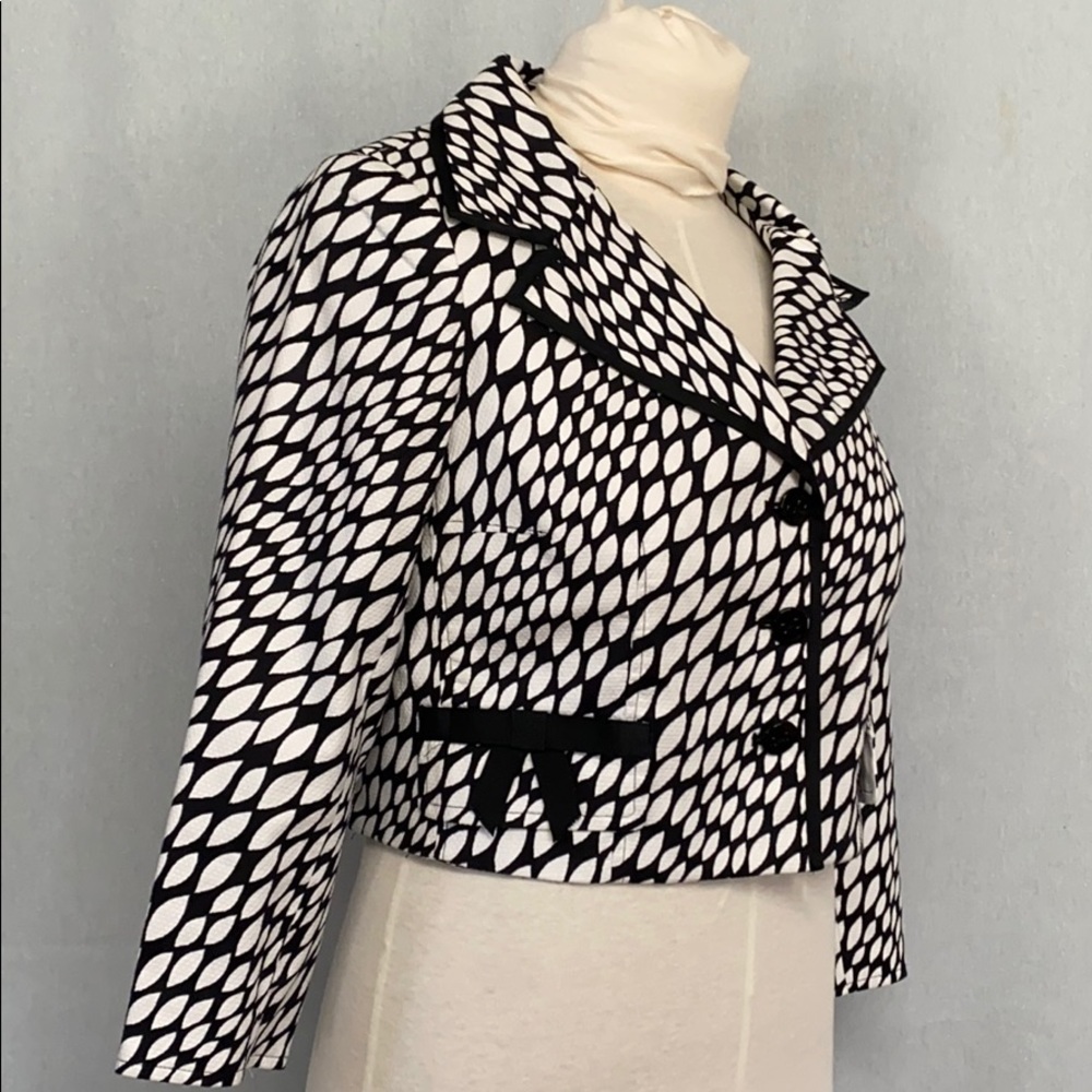 Teri Jon jacket cropped black & white  sz8 - Picture 5 of 8